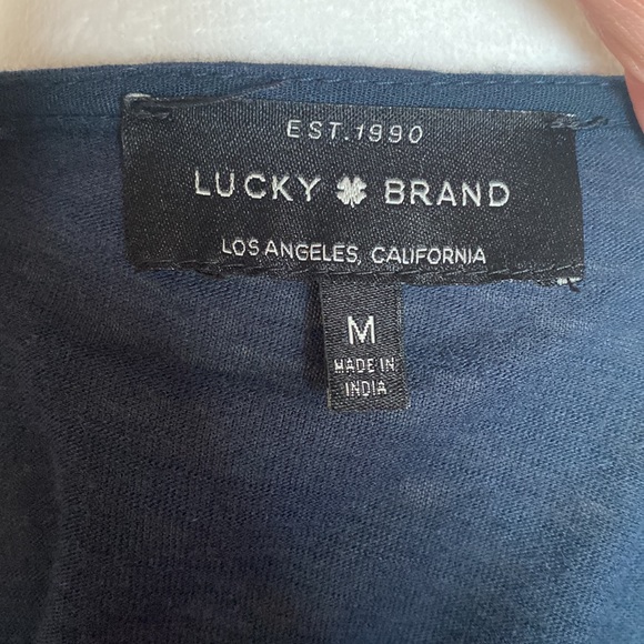 Lucky Brand Lace Up Embroidered Peasant Top Blue Size M, EUC. - Picture 8 of 11